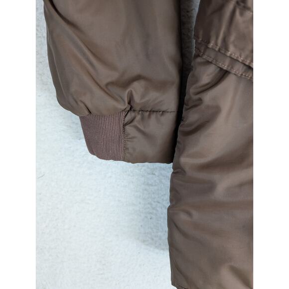 Vintage Penneys Jacket Nylon Womens Large Brown Poly Fill Belted 50s 60s - Picture 10 of 15